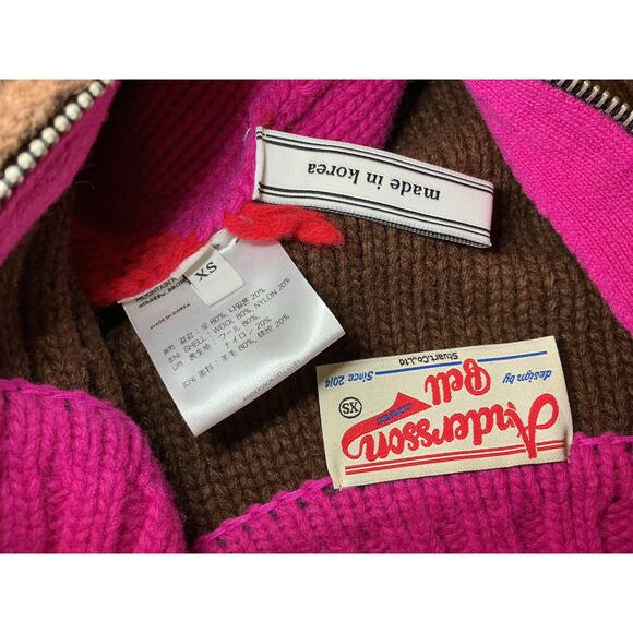 Andersson Bell Mountain Brown Wool Striped Wool-Blend Half-Zip Sweater Size XS - Picture 4 of 4